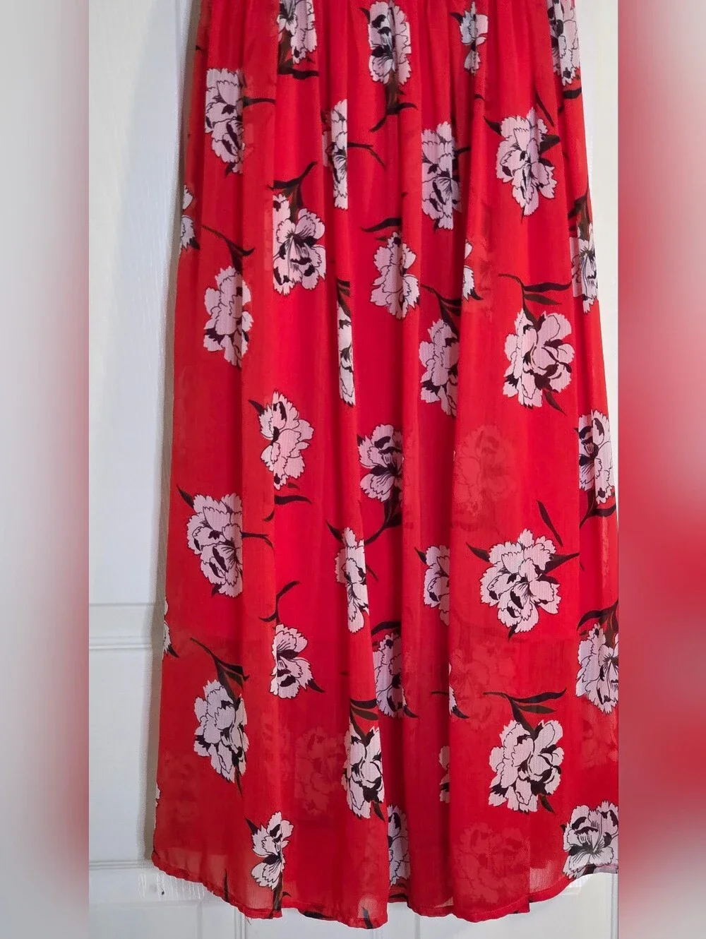 Abercrombie & Fitch Ruby Blossom Cutout Maxi Dress Red Floral Size XS